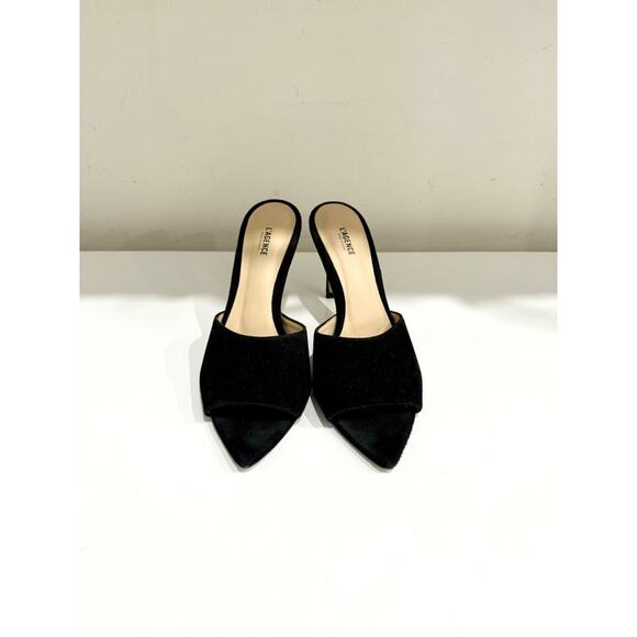 L'Agence Lolita Suede Pointed Open-Toe Stilettos Heel Mule Black Women's EU 38 - Picture 3 of 7
